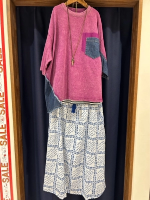 新作⭐︎ケミカル加工デニム組み合わせT