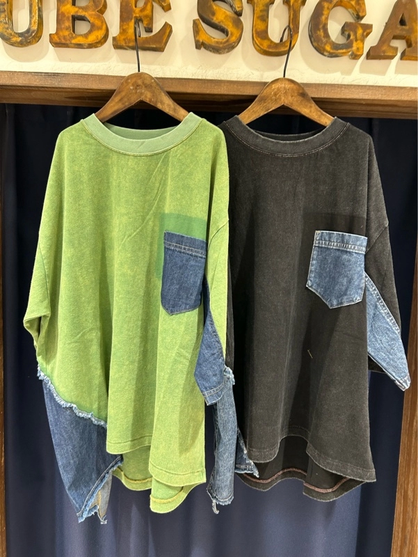 新作⭐︎ケミカル加工デニム組み合わせT