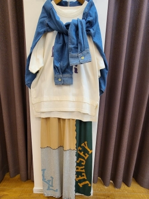 8ozリサイクルデニムBig長袖シャツ