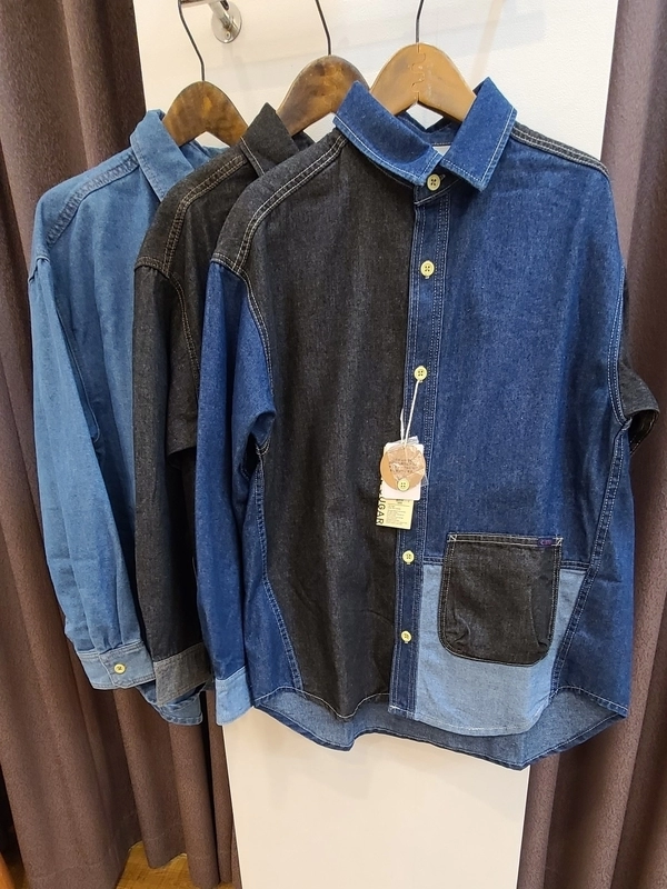 8ozリサイクルデニムBig長袖シャツ