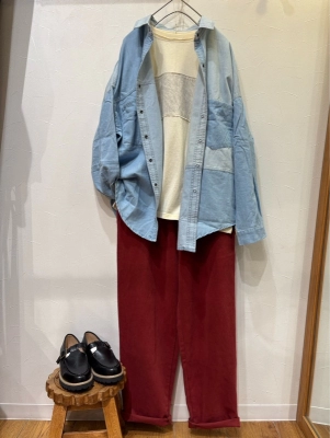 デニム×ヒッコリーBigシャツ
