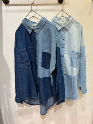 デニム×ヒッコリーBigシャツ
