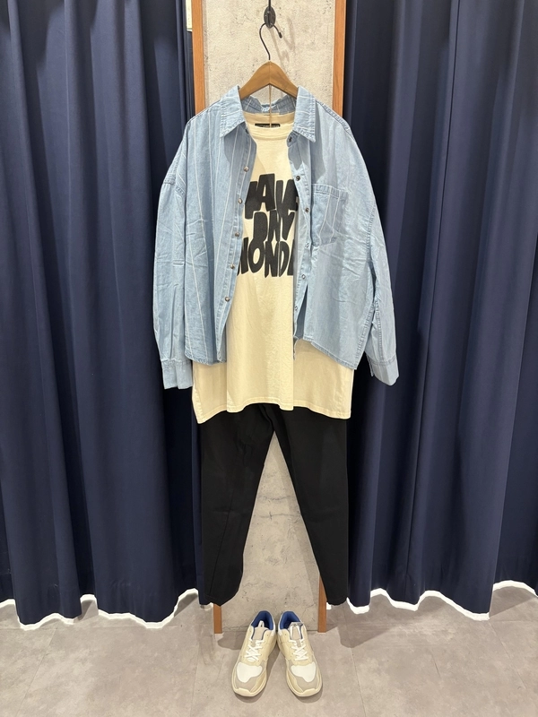 デニム×ストライプBigシャツ