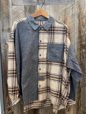 微起毛シャンブレー×チェックレギュラーBIGシャツ