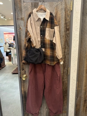 微起毛シャンブレー×チェックレギュラーBIGシャツ
