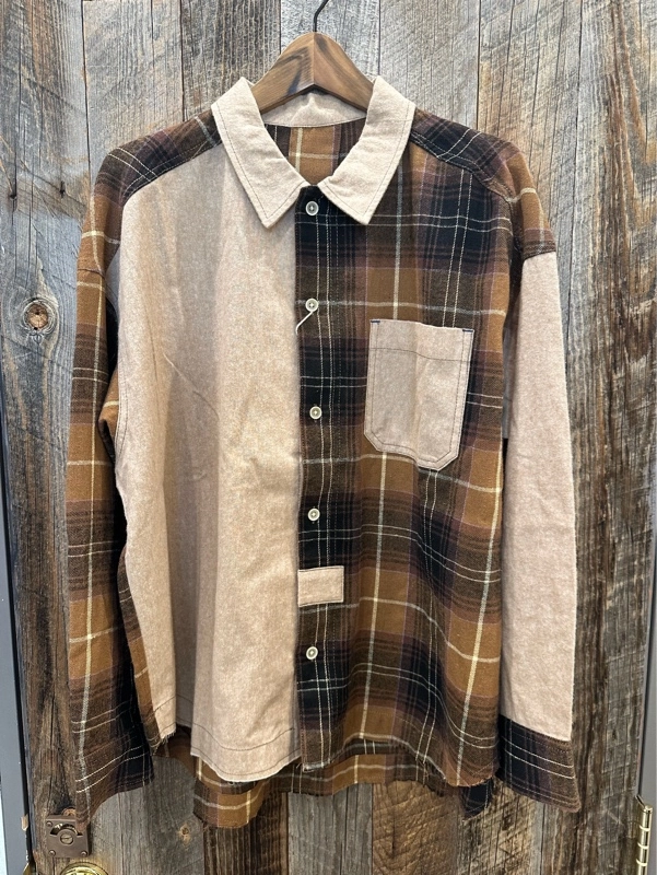 微起毛シャンブレー×チェックレギュラーBIGシャツ