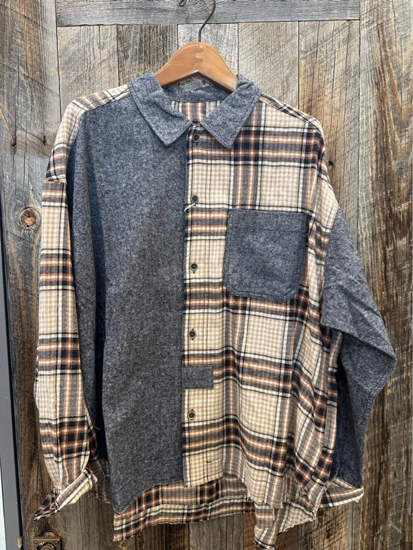 微起毛シャンブレー×チェックレギュラーBIGシャツ