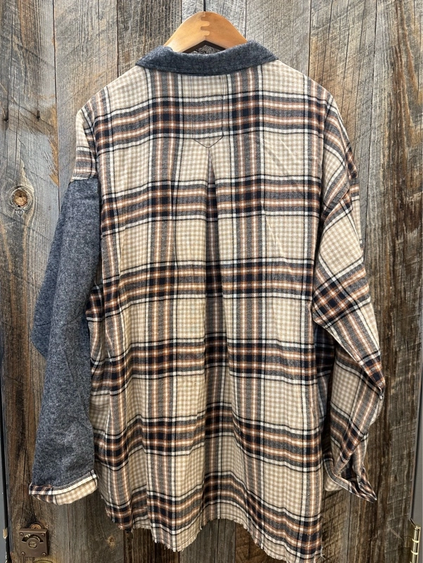 微起毛シャンブレー×チェックレギュラーBIGシャツ