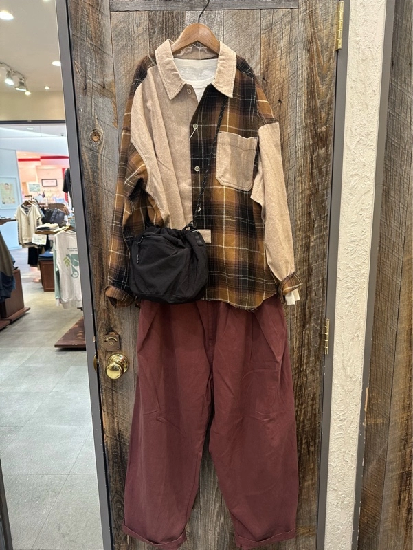 微起毛シャンブレー×チェックレギュラーBIGシャツ