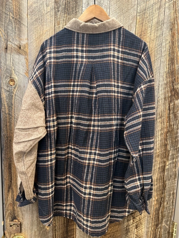 微起毛シャンブレー×チェックレギュラーBIGシャツ