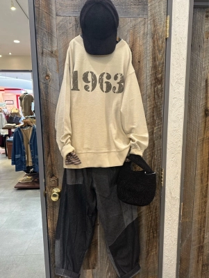 デニム配色切替イージーパンツ