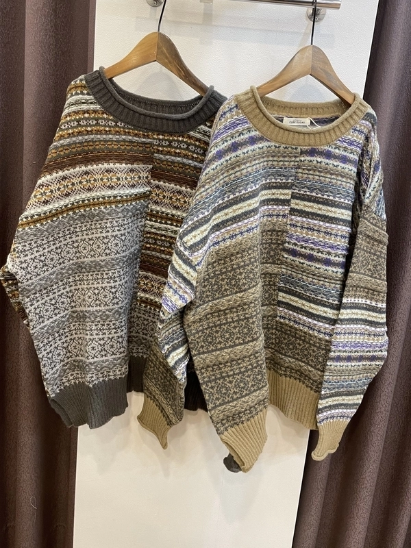 ピーチヤーン切替ジャガードプルオーバー
