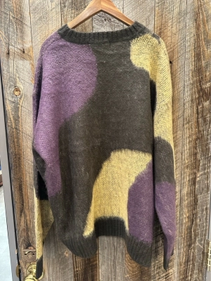 モヘアタッチアクリルジャガードマーブル柄ニット