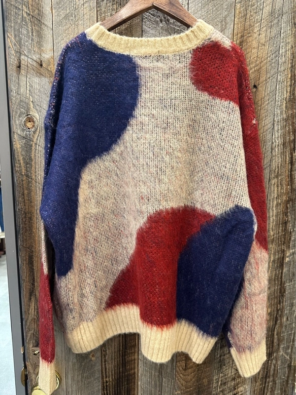 モヘアタッチアクリルジャガードマーブル柄ニット