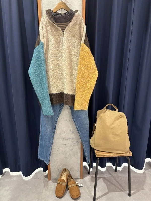 1/4.6ループヤーン ハーフジッププルオーバー