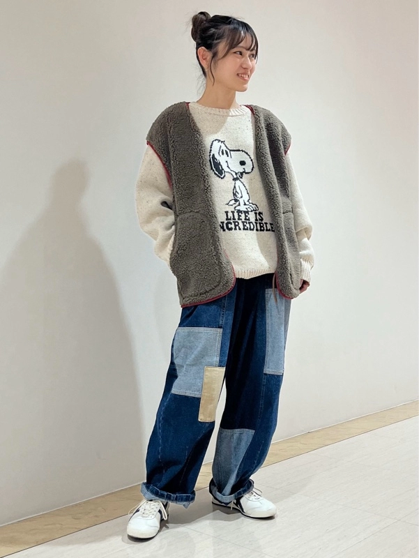 スヌーピーニット×ボアベスト