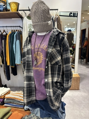 裏毛裏起毛スノーウォッシュプリント長袖プルオーバー