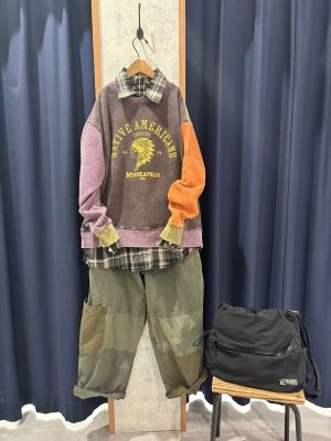 裏毛裏起毛スノーウォッシュプリント長袖プルオーバー