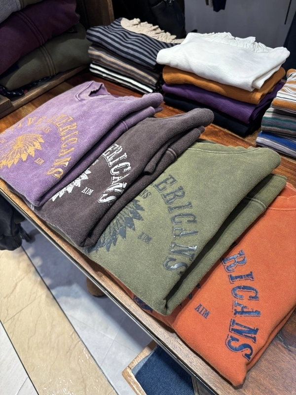 裏毛裏起毛スノーウォッシュプリント長袖プルオーバー