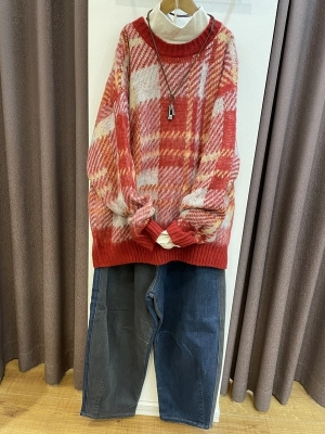 ストレッチdenim裏起毛ダーツコクーンパンツ