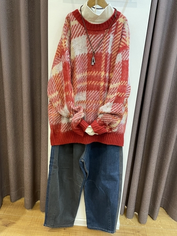 ストレッチdenim裏起毛ダーツコクーンパンツ