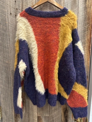 ループヤーン×シャギーヤーンランダムストライプニット!