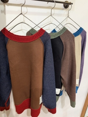 アンチピリングKnit×裏毛リバーシブルラグランプルオーバー