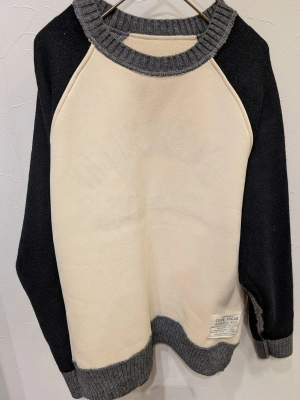 アンチピリングKnit×裏毛リバーシブルラグランプルオーバー