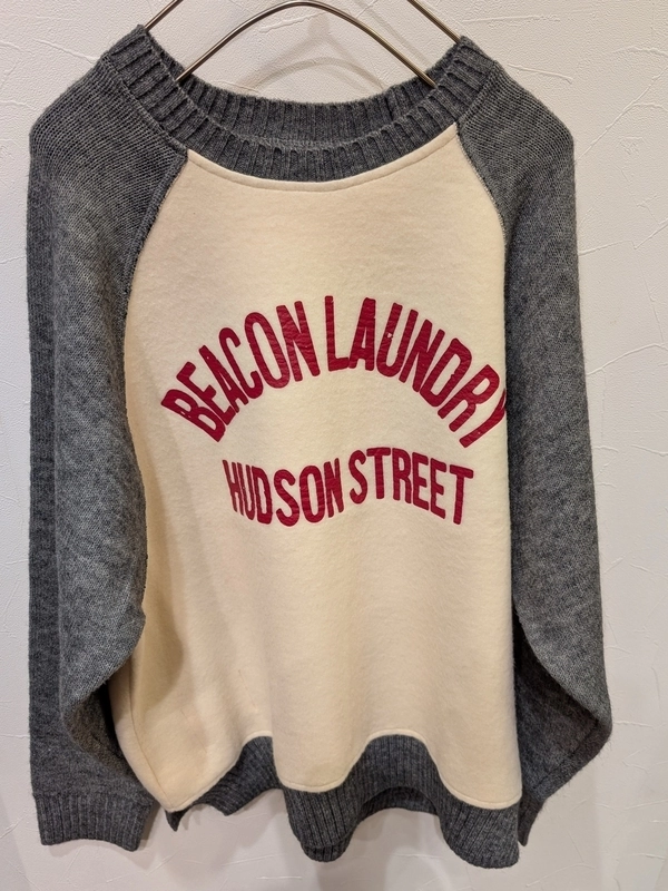 アンチピリングKnit×裏毛リバーシブルラグランプルオーバー