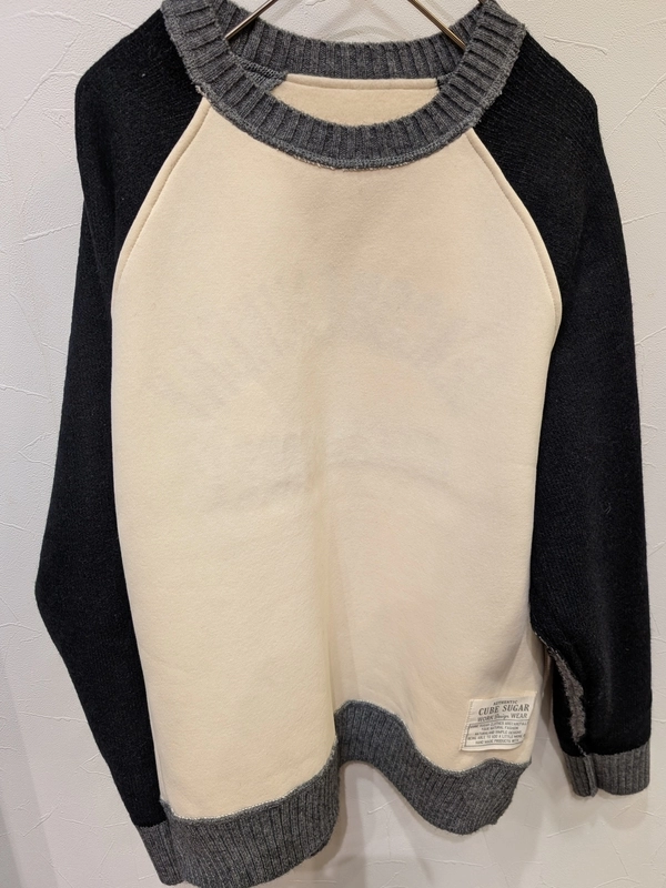 アンチピリングKnit×裏毛リバーシブルラグランプルオーバー