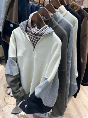 裏起毛ドルマンハーフジッププルオーバー