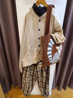 裏毛配色カーディガン