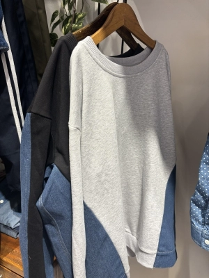 デニム×裏毛 切替プルオーバー