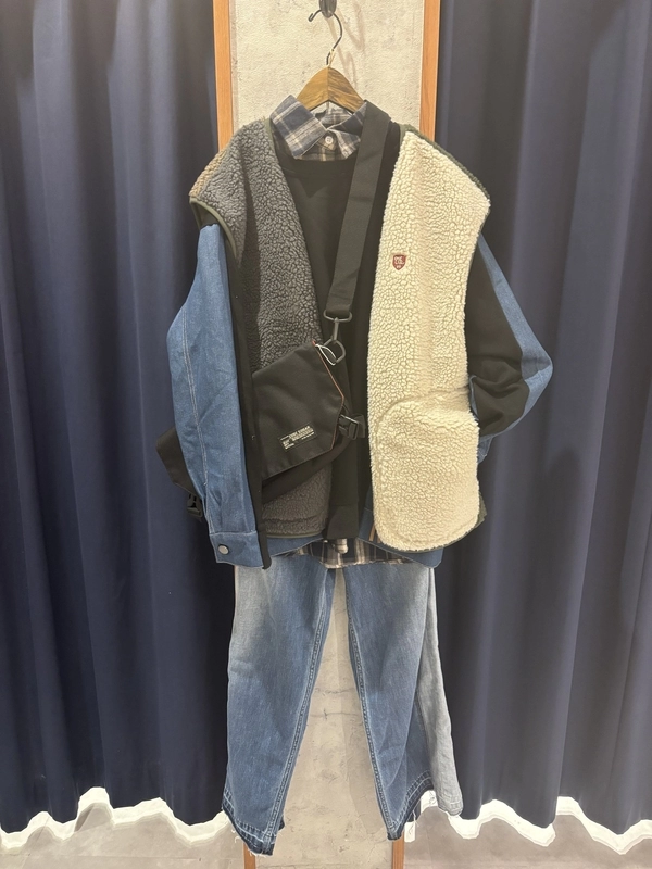 デニム×裏毛 切替プルオーバー