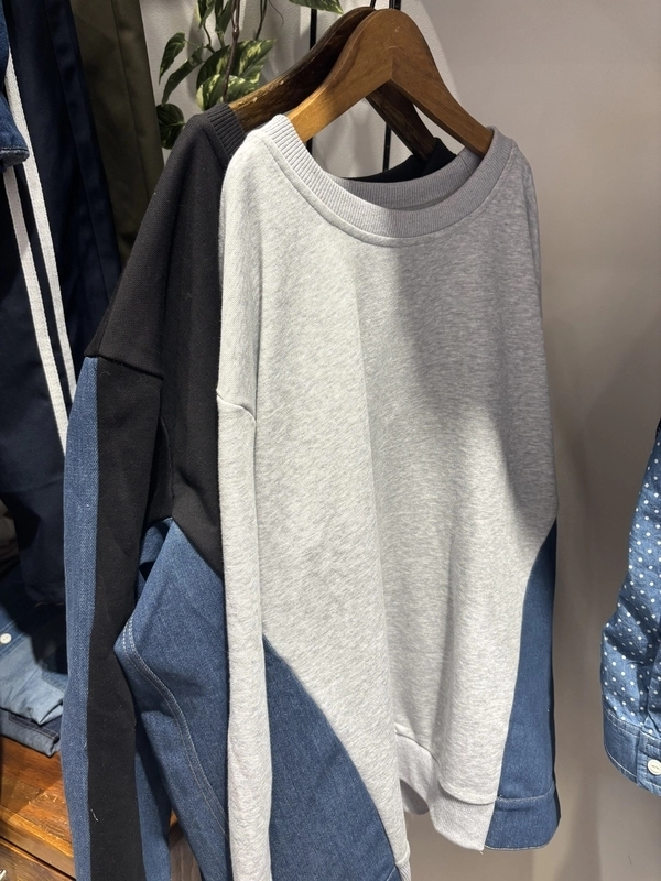 デニム×裏毛 切替プルオーバー