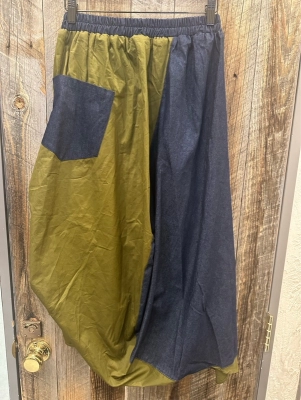 デニム×ツイルバルーンスカート