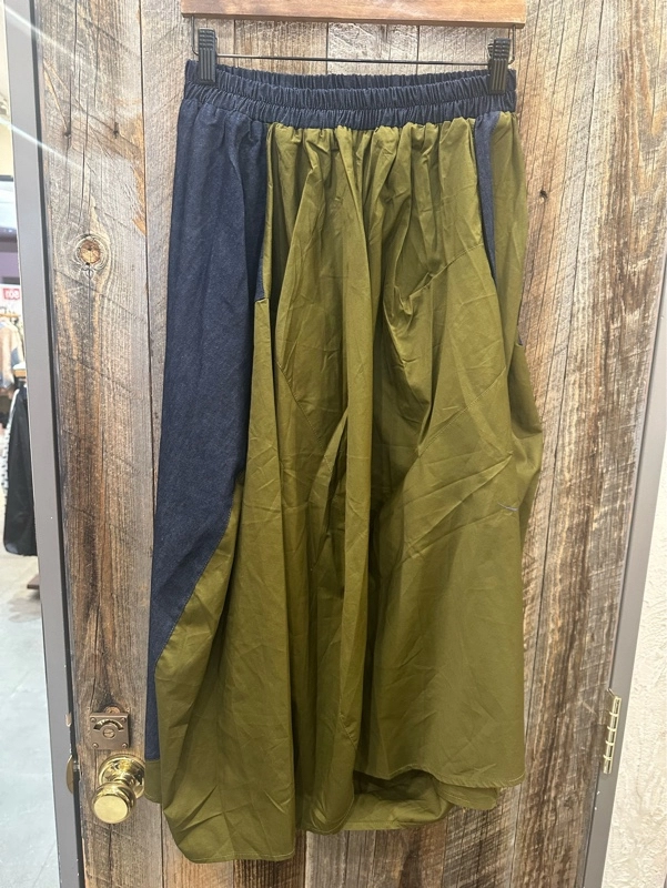 デニム×ツイルバルーンスカート