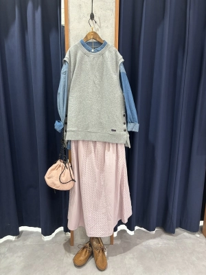 ガーゼ裏毛 脇スリットベスト