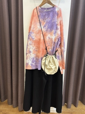 OE天竺タイダイバックプリントクループルオーバー