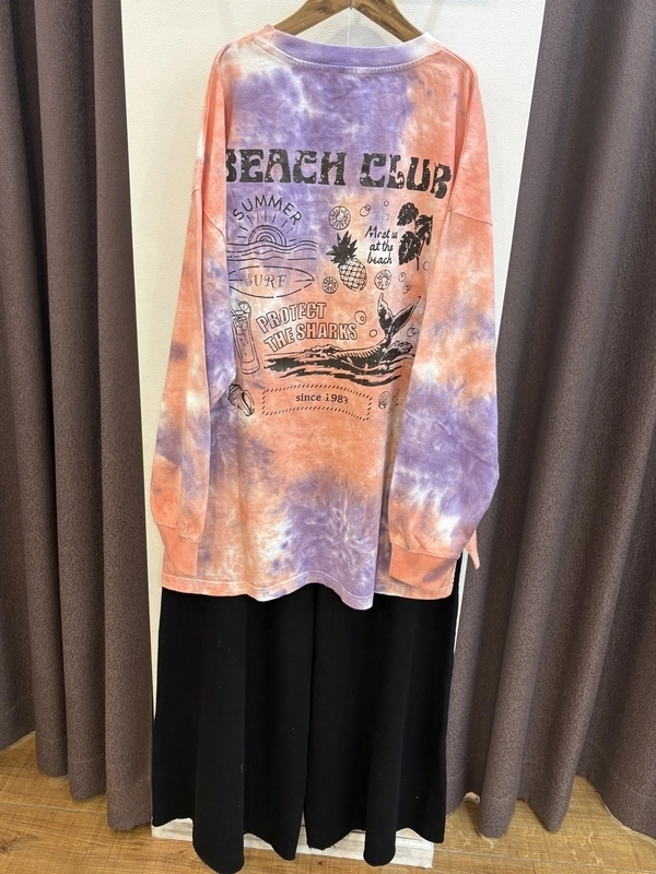 OE天竺タイダイバックプリントクループルオーバー