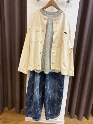 デニムプリントイージーパンツ