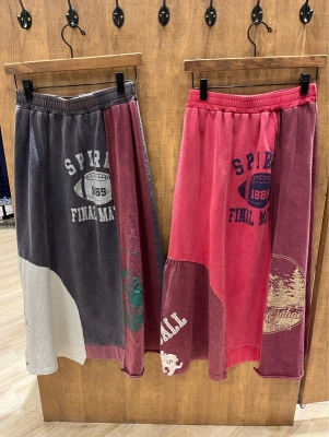 21/-天竺パウダー加工リメイク風切替スカート