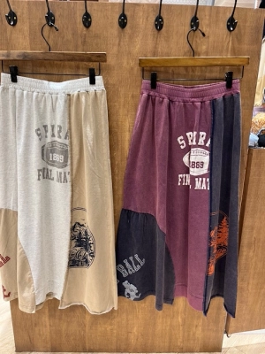 21/-天竺パウダー加工リメイク風切替スカート