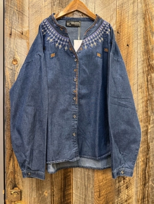 ✦✦ デニム刺繍 ✦✦スタンドカラーシャツ