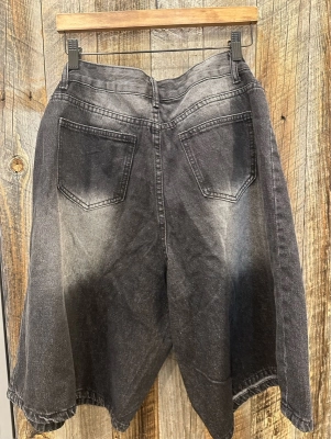 デニムサイドタックワイドハーフパンツ