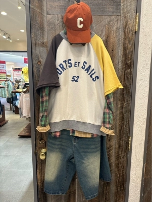 デニムサイドタックワイドハーフパンツ