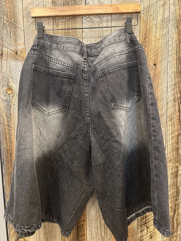 デニムサイドタックワイドハーフパンツ