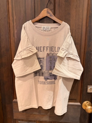 パウダー加工袖フリルTシャツ⭐︎