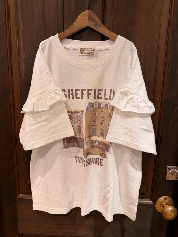 パウダー加工袖フリルTシャツ⭐︎