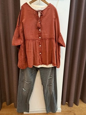 インドキャンブリックアシット加工ギャザー2waySH